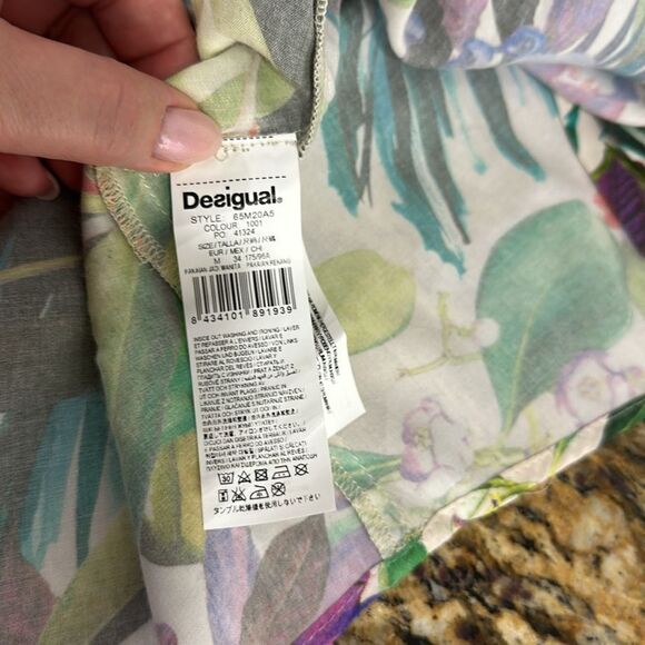 Desigual Floral Tropical Print Open Front Kimono Style Cardigan Size M - Picture 5 of 7